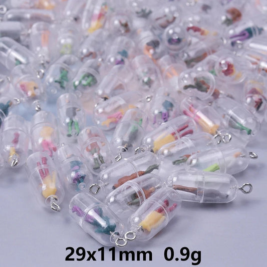 Resin Figurine Capsule Charm for DIY Jewelry Earrings Keychain Accessories