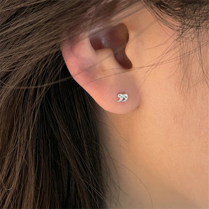 Korean Silver Color Piercing Screw Beads Star Heart Ear Bone Stud Earrings for Women Girls Simple Body Jewelry Gift
