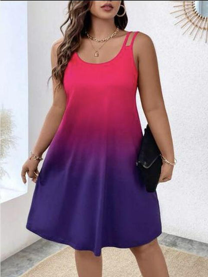 Vestidos midi con estampado degradado para mujer, moda informal, para playa, vacaciones, camisola holgada, ropa de calle, verano 2025