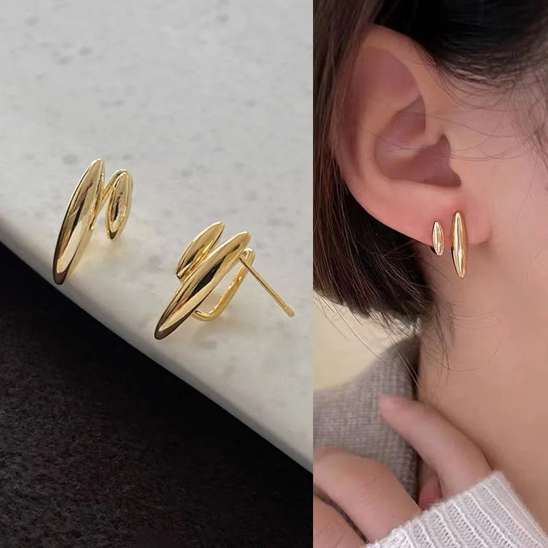 Lizakosht 2024 Geometric Pearl Star Earrings Korean Crystal Studs for Women Birthday Party Wedding Jewelry