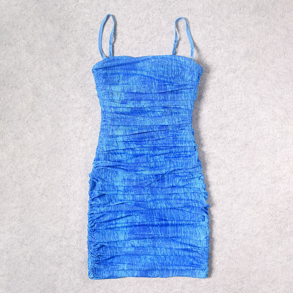 Amani Tie-Dye Ruched Mesh Dress