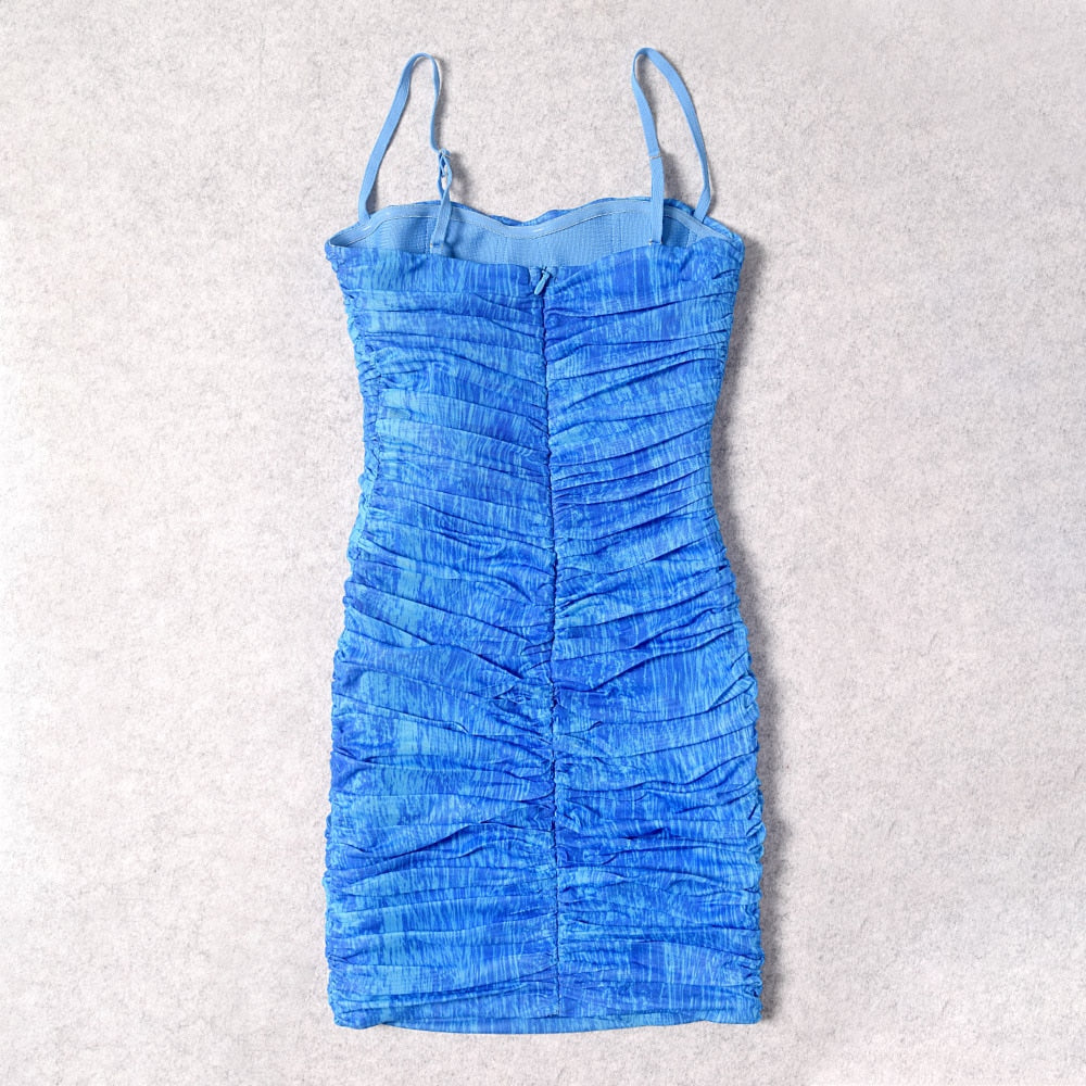 Amani Tie-Dye Ruched Mesh Dress