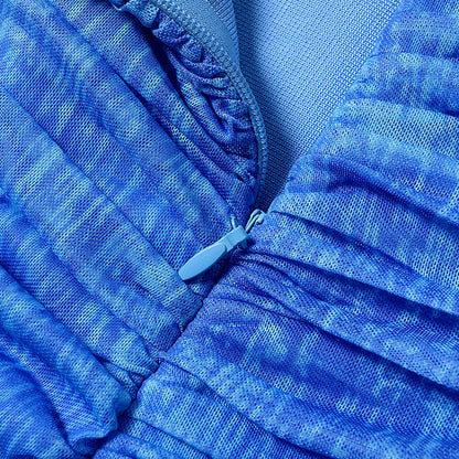 Amani Tie-Dye Ruched Mesh Dress