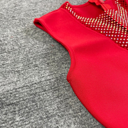 Elegant Dubai Bandage Dress with Sparkling Rhinestone Details