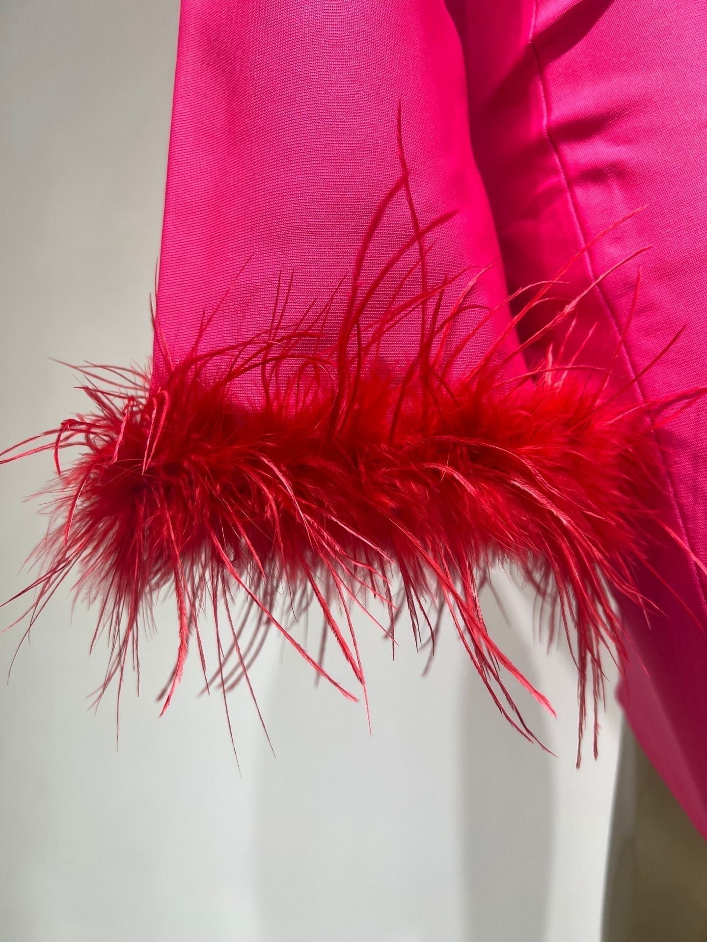 Eleanor One Shoulder Bandage Dress with Feather Embellishment