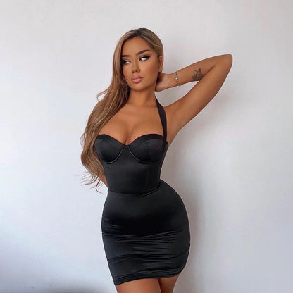 Giana Satin Halter Dress - Elegant and Stylish