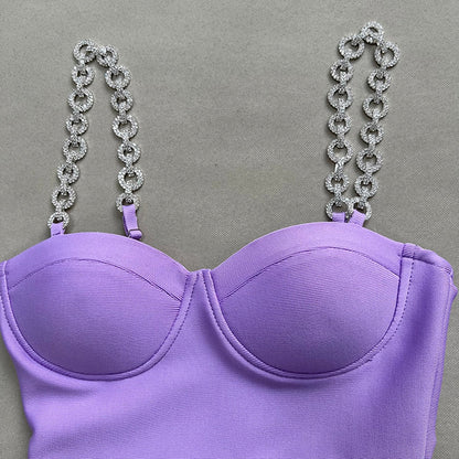 Joanne Rhinestone Bandage Dress feat. Feathers