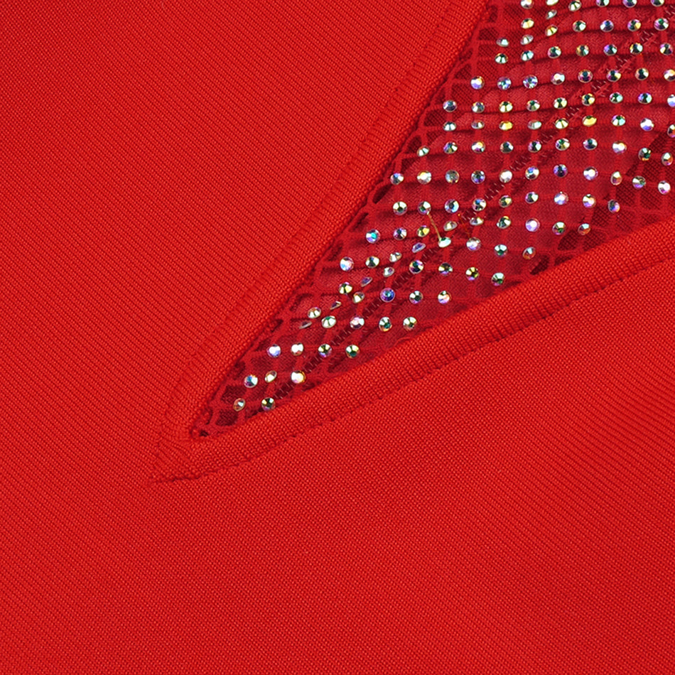 Glamorous Rhinestone Bandage Dress with Long Sleeves