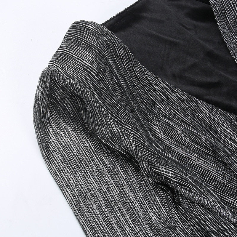 Phlia Sequin Long Sleeve Dress with Pleated Detail