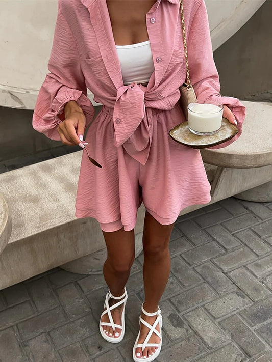 Casual Loose Short Sets For Women 2 Piece Sets Womens Outfits Spa Holiday Baggy Fashion Shorts Suits Woman 2025 Summer