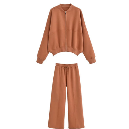 Conjuntos de pantalón con cordones para mujer, cárdigan informal holgado con cuello en V, pantalones deportivos de otoño e invierno de 2025, conjuntos de 2 piezas para mujer.