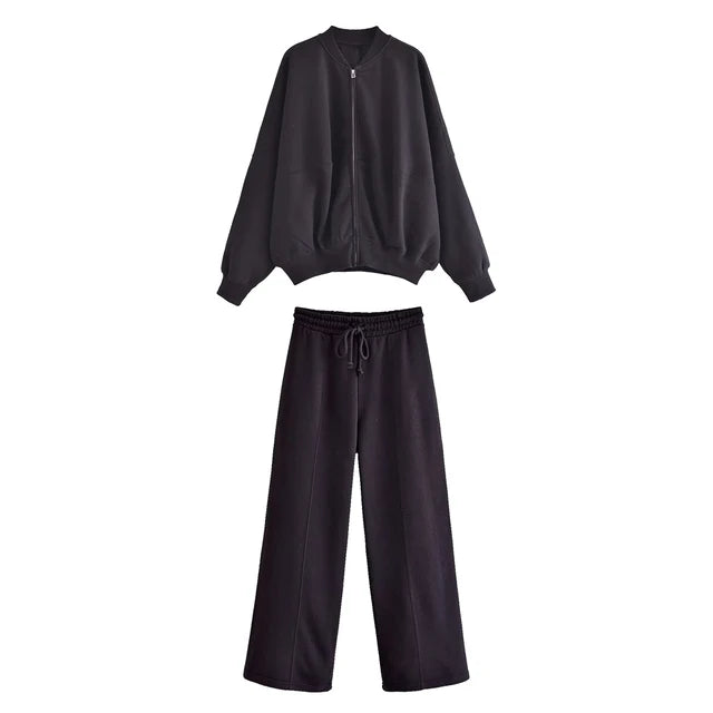 Conjuntos de pantalón con cordones para mujer, cárdigan informal holgado con cuello en V, pantalones deportivos de otoño e invierno de 2025, conjuntos de 2 piezas para mujer.