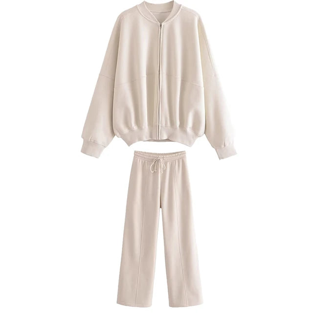 Conjuntos de pantalón con cordones para mujer, cárdigan informal holgado con cuello en V, pantalones deportivos de otoño e invierno de 2025, conjuntos de 2 piezas para mujer.