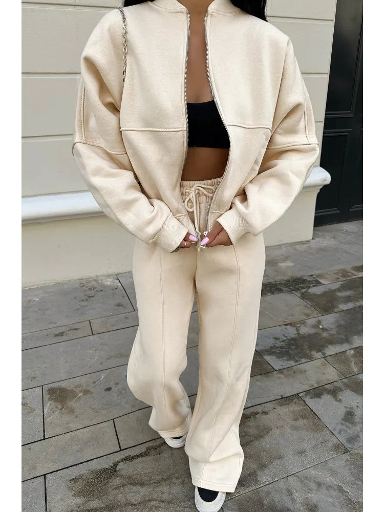 Conjuntos de pantalón con cordones para mujer, cárdigan informal holgado con cuello en V, pantalones deportivos de otoño e invierno de 2025, conjuntos de 2 piezas para mujer.