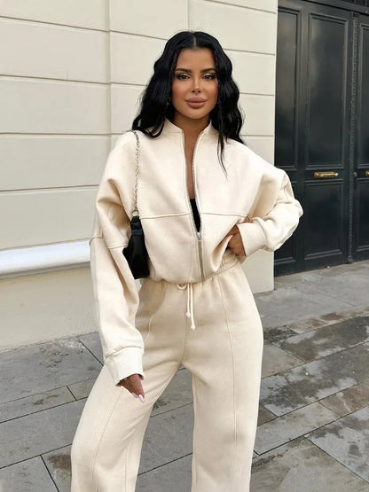 Conjuntos de pantalón con cordones para mujer, cárdigan informal holgado con cuello en V, pantalones deportivos de otoño e invierno de 2025, conjuntos de 2 piezas para mujer.