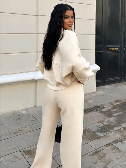 Conjuntos de pantalón con cordones para mujer, cárdigan informal holgado con cuello en V, pantalones deportivos de otoño e invierno de 2025, conjuntos de 2 piezas para mujer.