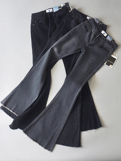 Retro Low Waist Blue Jeans For Women 2025 Bodycon Flared Pants Ladies Basic Slim Fit Summer Street Casual Jeans Woman