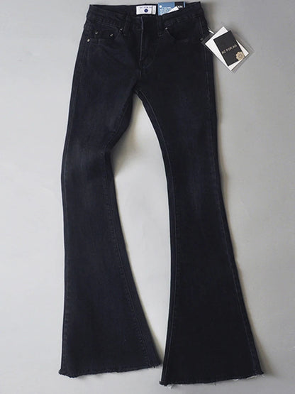 Retro Low Waist Blue Jeans For Women 2025 Bodycon Flared Pants Ladies Basic Slim Fit Summer Street Casual Jeans Woman