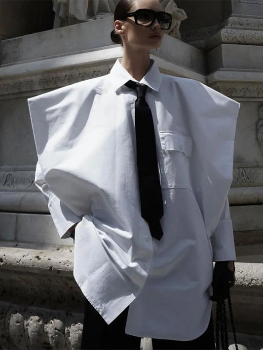 Suit Tie Blouse Women 2025 Fashion Loose Long Sleeve White Shirts Women’s Street Temperament Camisas De Mujer 2025 New