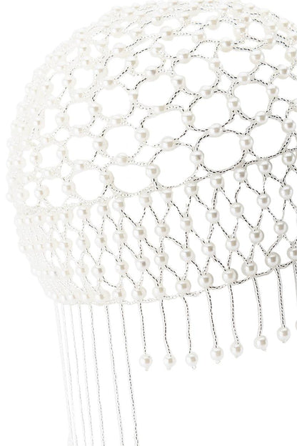 Sombrero con borlas trenzadas y perlas sintéticas 