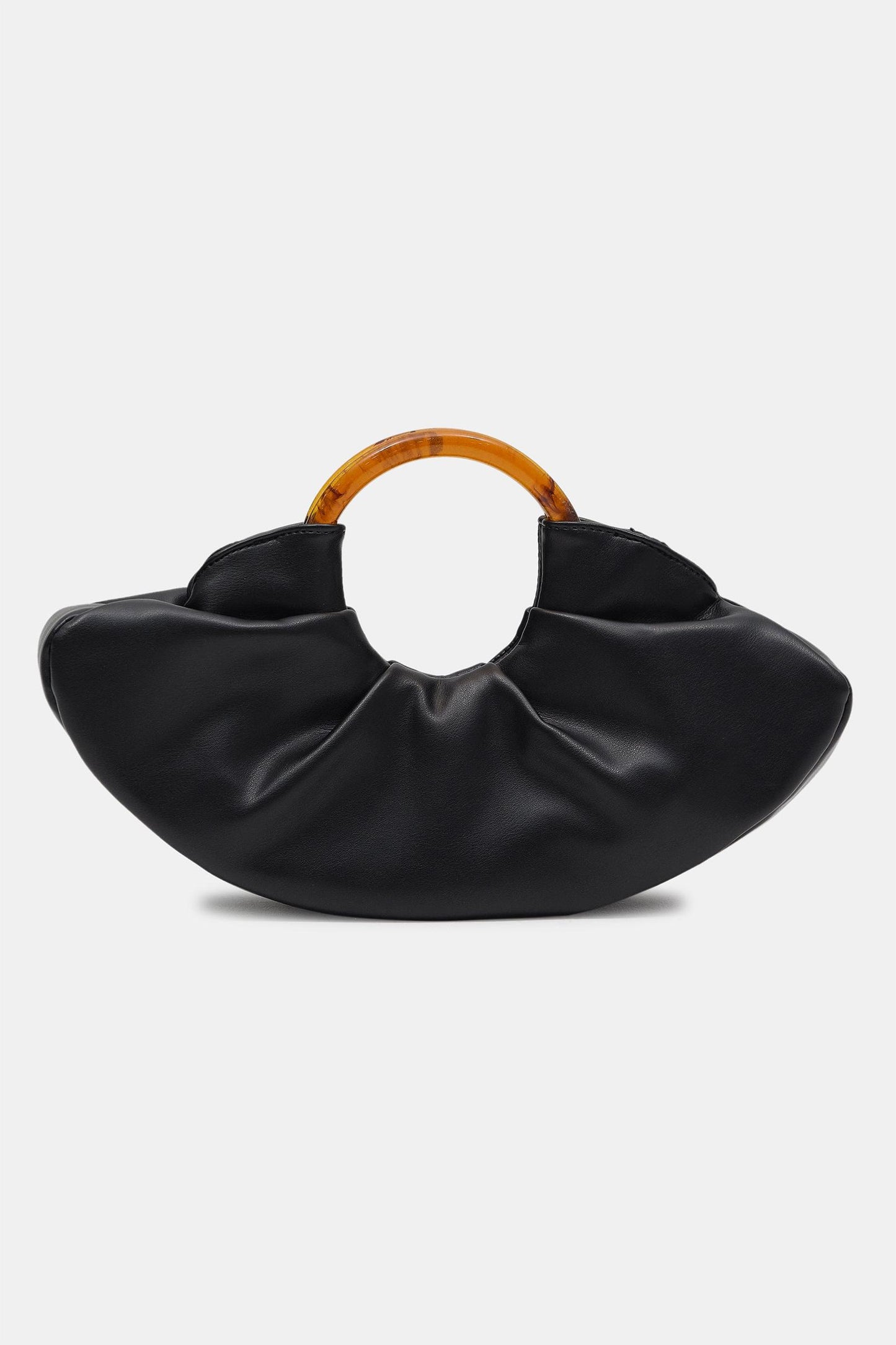 Bolso fruncido con asa acrílica de cuero sintético 