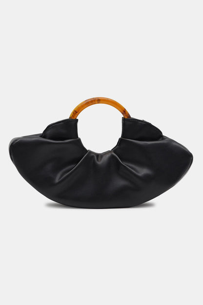Bolso fruncido con asa acrílica de cuero sintético 