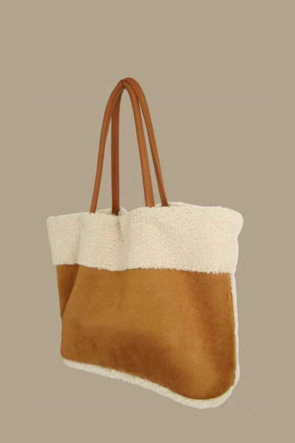 Bolsa de tela de gamuza y lana de cordero sintética 