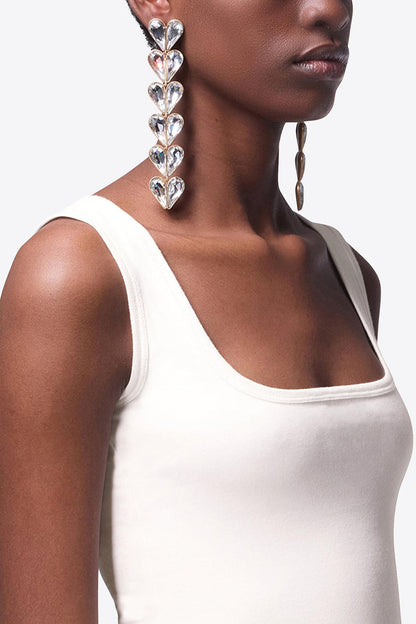 Pendientes colgantes de diamantes de imitación en forma de corazón 