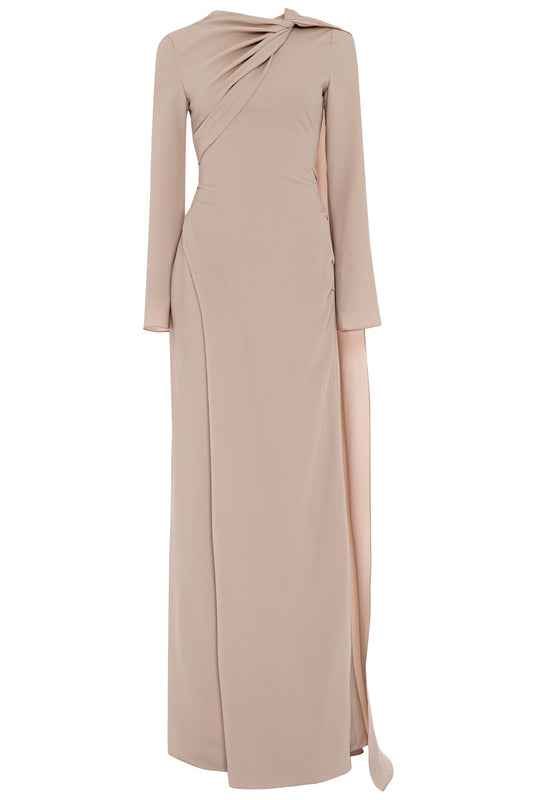 Vestido largo tipo capa de manga larga lisa 