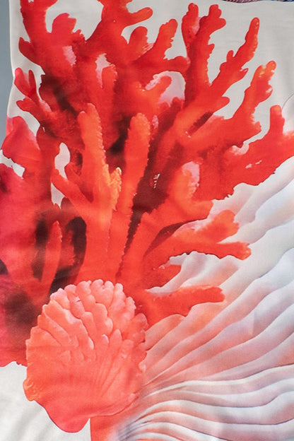 Ocean Print Fishtail High Slit Bodycon Maxi Dress