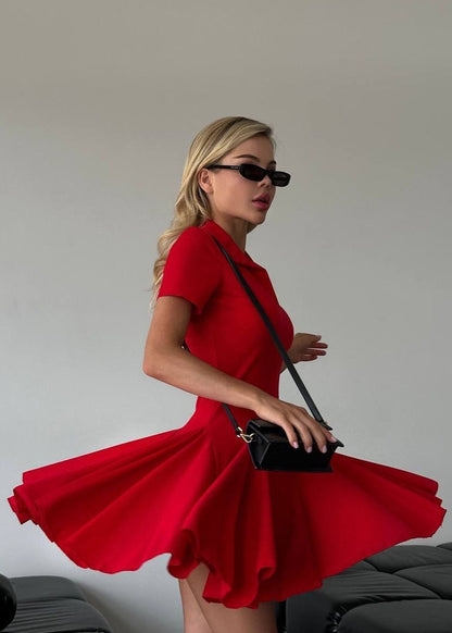 Blush Serve - Pleated Polo Mini Dress