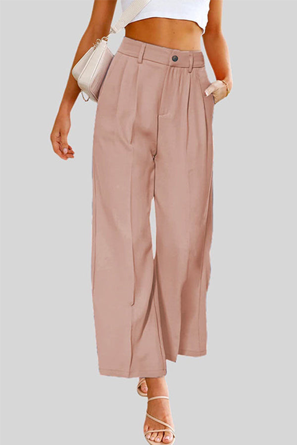 High Waist Wide Leg Pants with Pockets