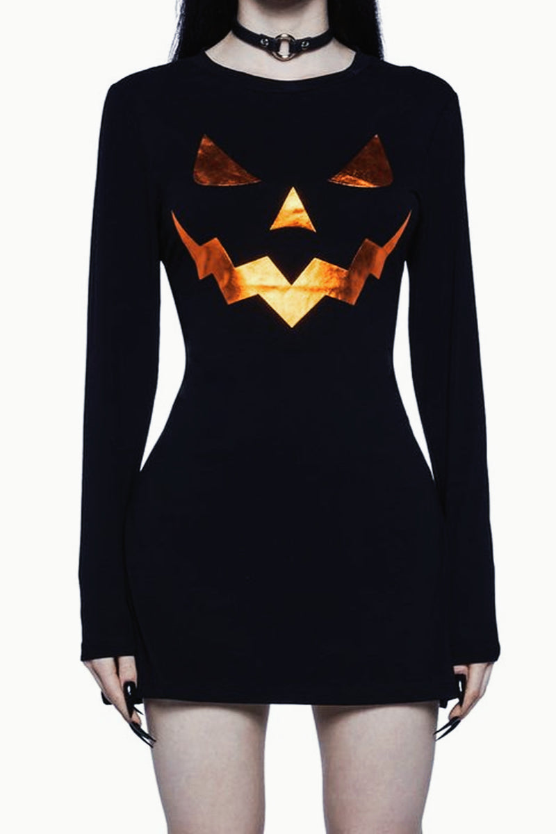 Dark Style Skull Graphic Mini Dress