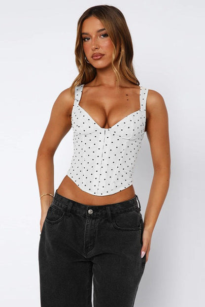 V-Neck Polka Dot Bustier Corset