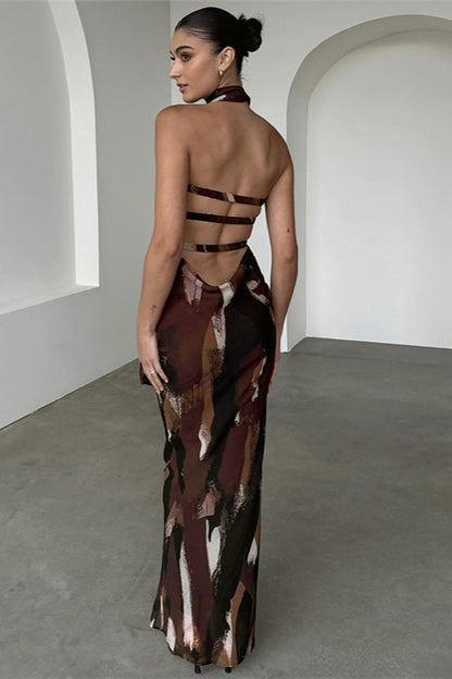 Sexy Strapless Floral Print Bodycon Maxi Dress