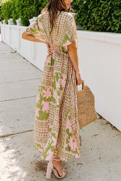 Vestido de mujer sexy con cuello en V y mangas dolman de Spice Girl, cintura alta 