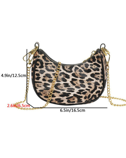 Vintage Leopard Metal Letter Moon Tote Bag