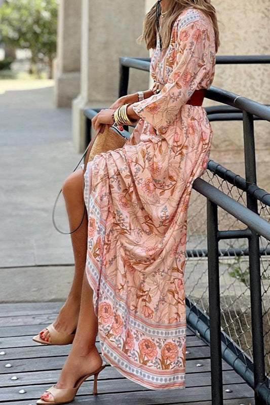 Bohemian Floral Print Maxi Dress