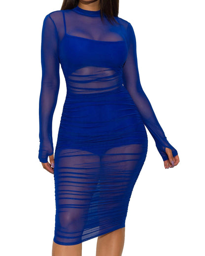 Mesh See-Through Three-Piece Suit