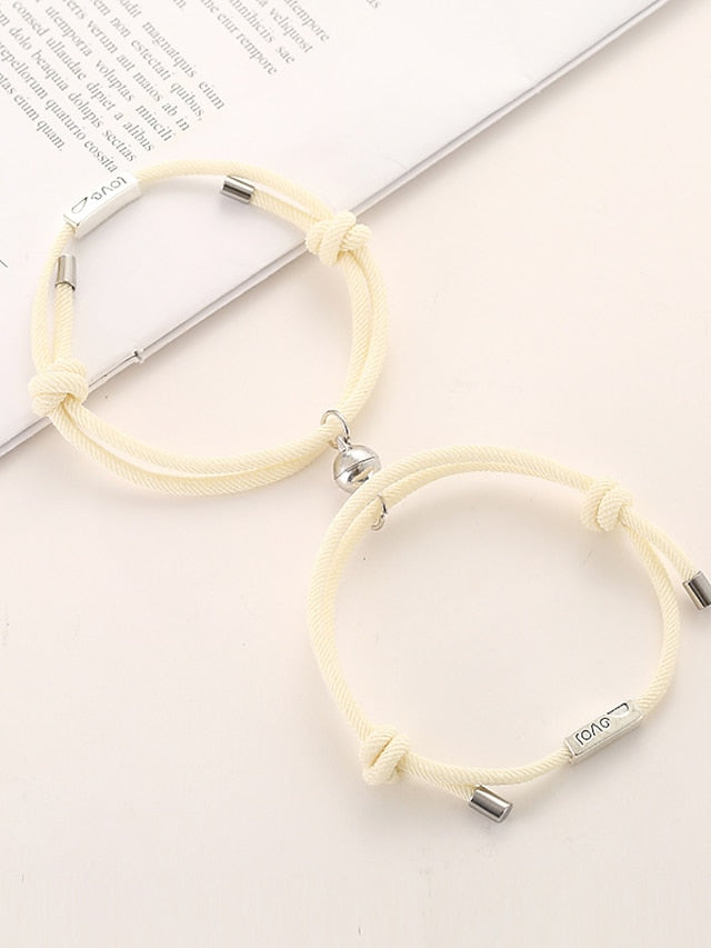 1 Pair Couple's Bracelet Magnetic Adjustable Romantic Series Love Simple Rope Bracelet Jewelry Milan For Gift for Women