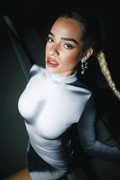 Long Sleeve Print Mini Dress