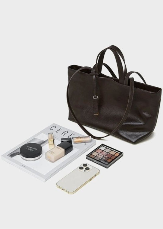 Corvina - Structured Leather Tote with Crossbody Strap