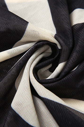 Colorblock Print V Neck Mesh Maxi Dress