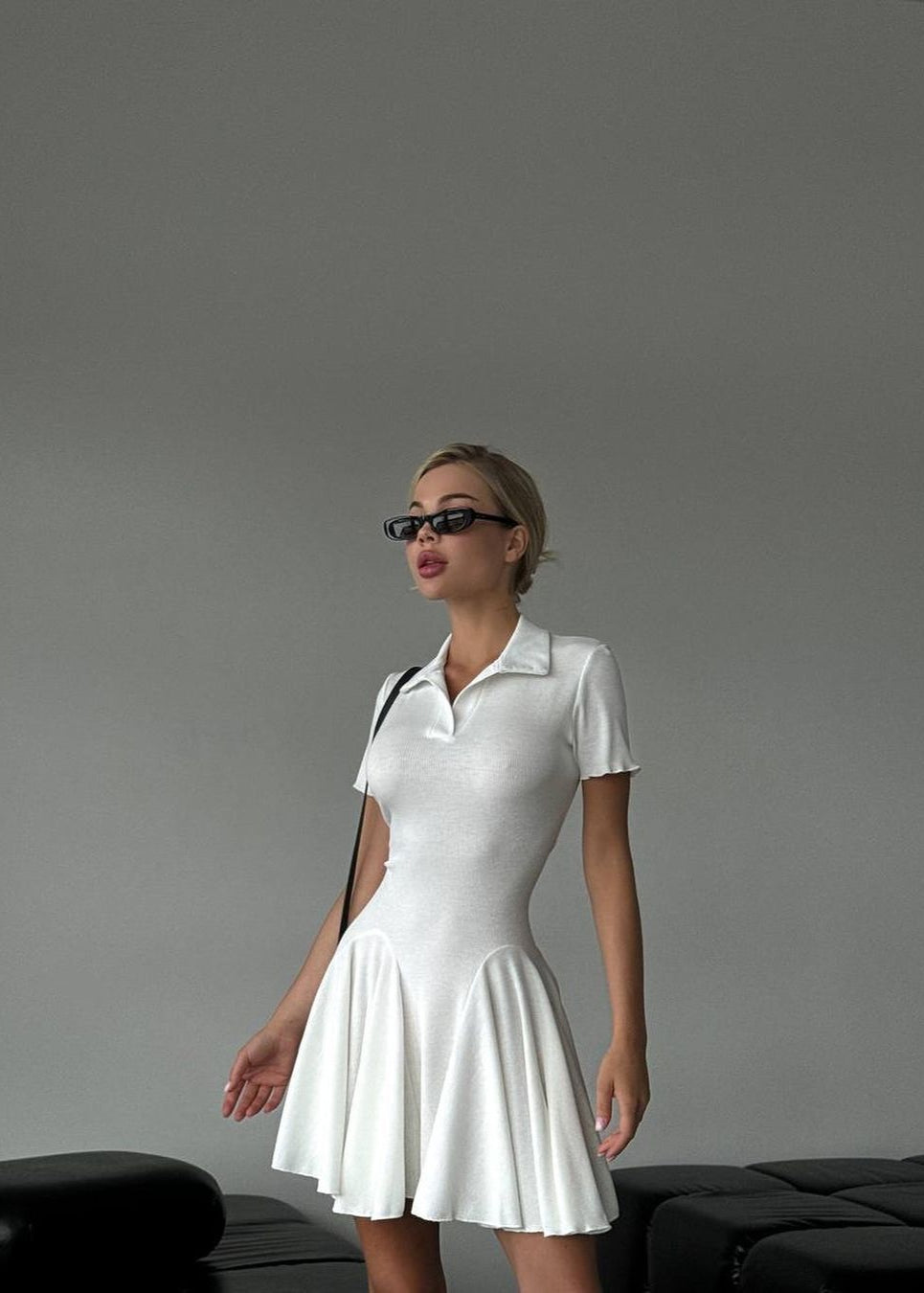 Blush Serve - Pleated Polo Mini Dress