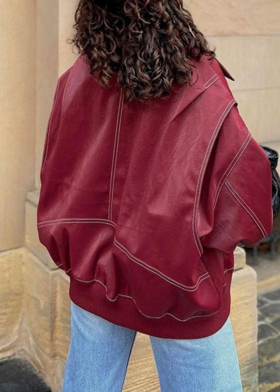 Oversized Red Zipper Jacket