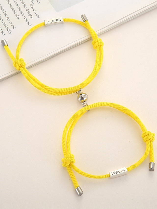 1 Pair Couple's Bracelet Magnetic Adjustable Romantic Series Love Simple Rope Bracelet Jewelry Milan For Gift for Women