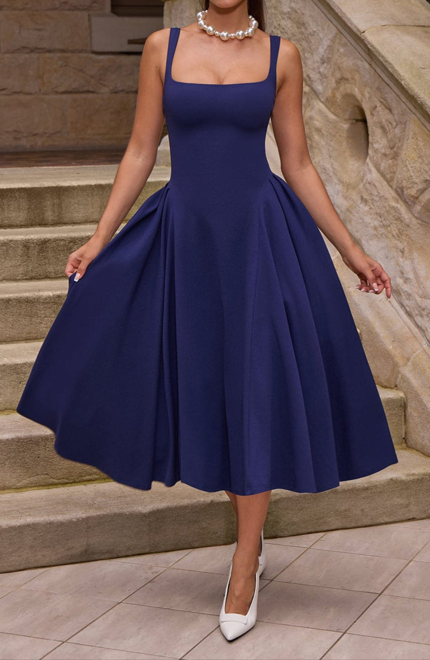 Venice Midi Dress - Navy