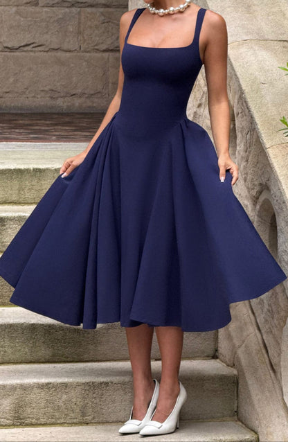 Venice Midi Dress - Navy