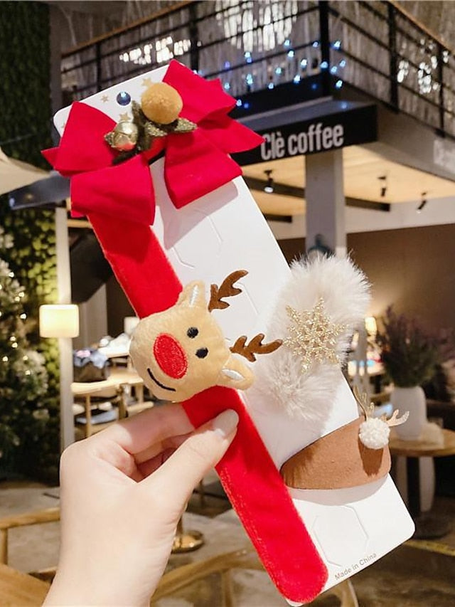 1PC Girls' Hair Accessory Set For Christmas Fabric Christmas elk set of four santa claus set of four Four-piece Christmas elk pop ring for Women