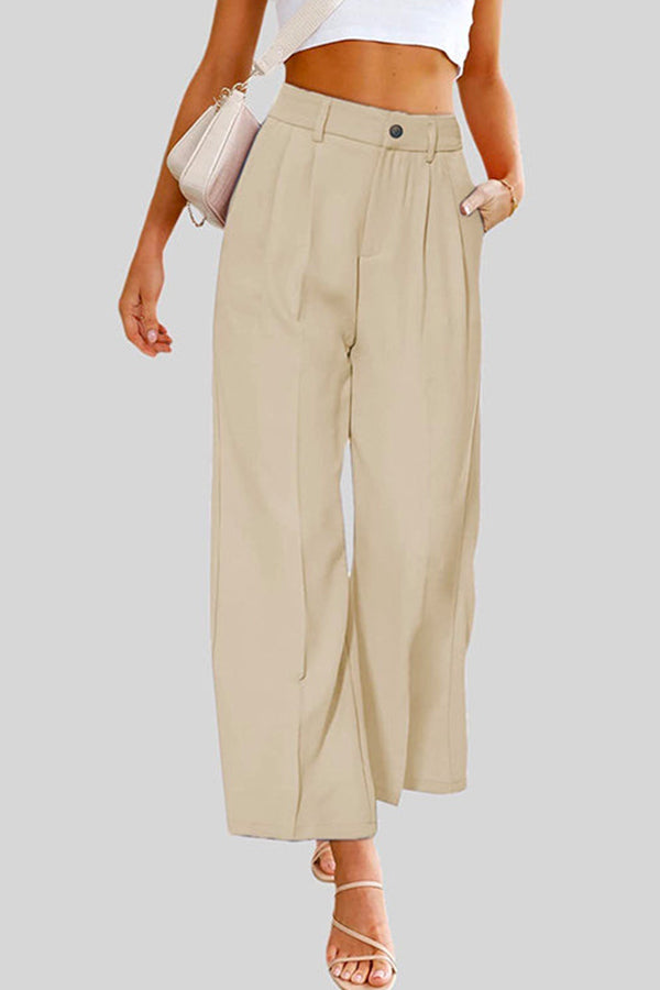 High Waist Wide Leg Pants with Pockets